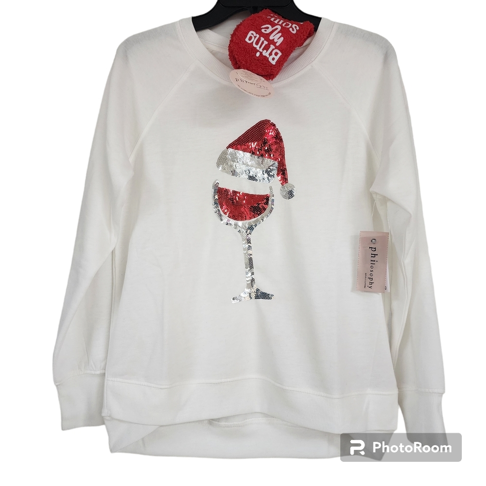 Holiday festive sequin NWT sweatshirt Philosophy Republic Clothing S